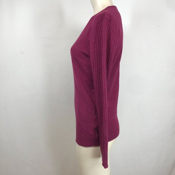 KRIMSON & KLOVER - WOMEN'S LARGE - WINE V NECK LONG SLEEVE WOOL SWEATER - Picture 6 of 8